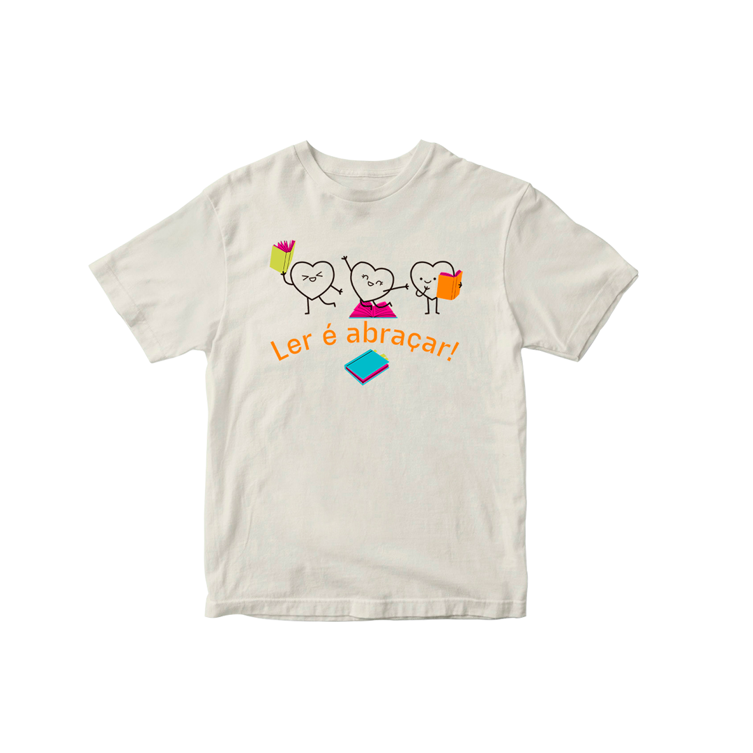BNL1012 – Camiseta Infantil Ler É Abraçar Branca Frente